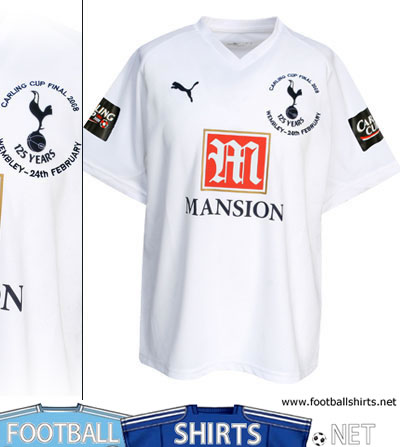 Tottenham's Carling Cup final shirt has the Carling badge on each sleeve and 